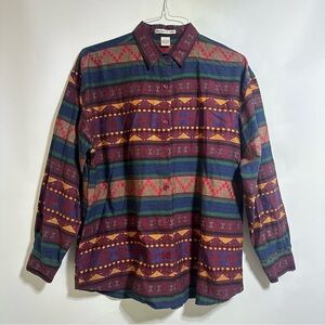 Maggie & max western southwestern Aztec Navajo button down country shirt